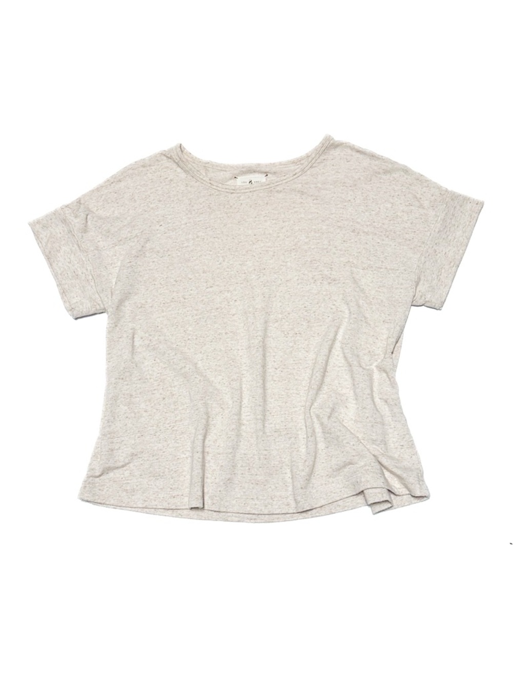 Lou & Grey Oatmeal Heather Mélange Double Knit Jersey Relaxed Fit Crewneck Tee